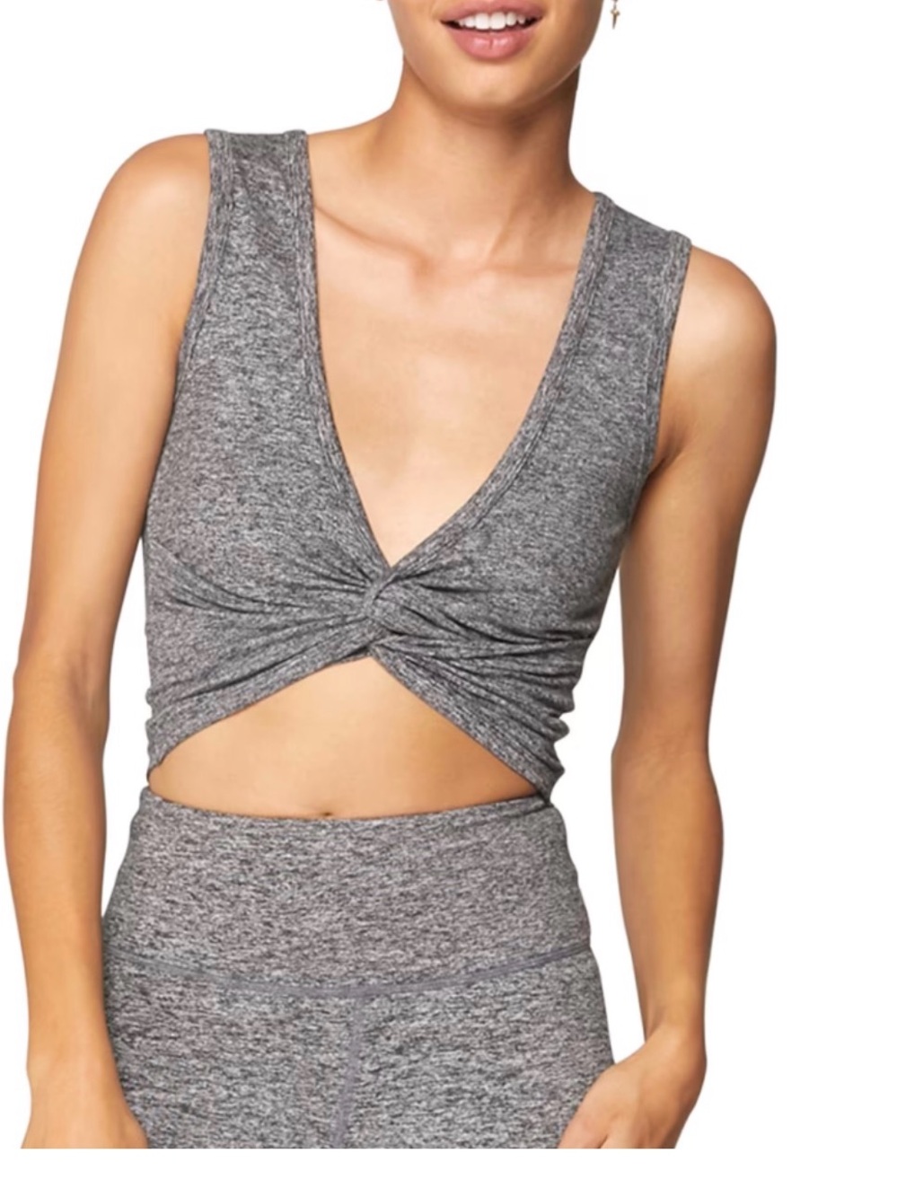 Sweaty Betty Gray Twist-Knot Crop Top